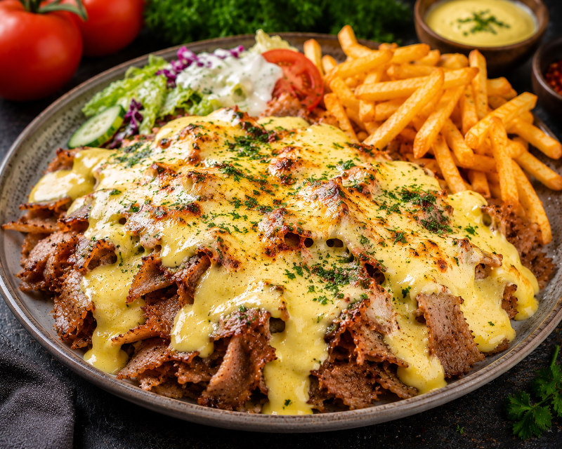 14 Drehspieß überbacken  Hollandaise oder Sauce Bernasi